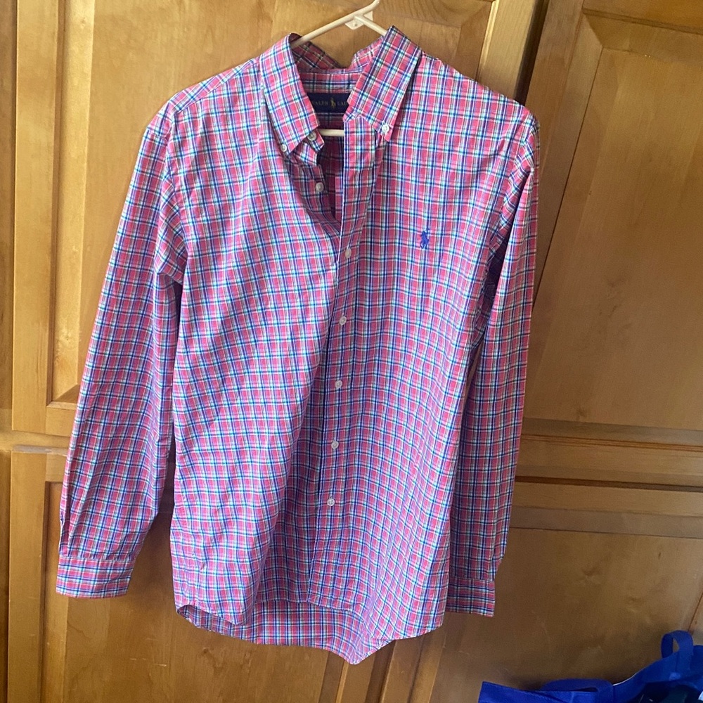 Ralph Lauren Pink and Blue Plaid Men's Shirt